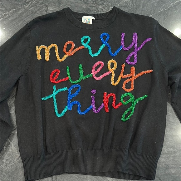 QUEEN OF SPARKLES Black Sweater with Colorful Text - Picture 1 of 3